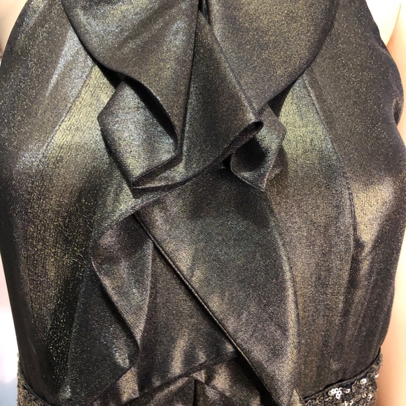 Antonio Melani Bronze And Gold Halter Dress With Sequins, Size 6 - Picture 10 of 11